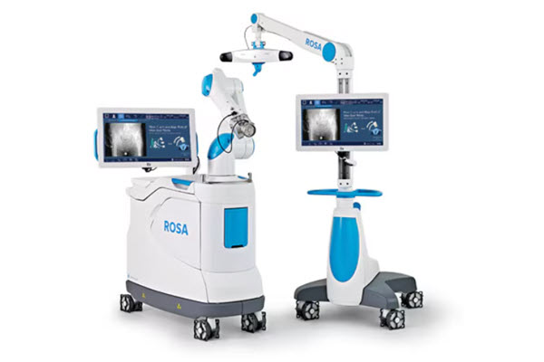 Photo of the ROSA Robotic System that surgeons use in knee replacements to measure soft tissue and create a surgery plan