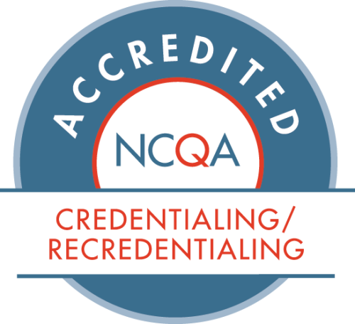 The NCQA Accredited badge for Credentialing/Recredentialing.