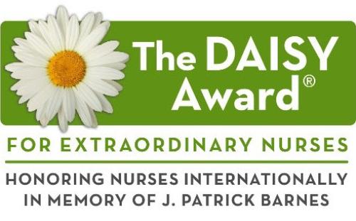 The green DAISY Award logo with the text 'For extraordinary nurses. Honoring nurses internationally in memory of J. Patrick Barnes."
