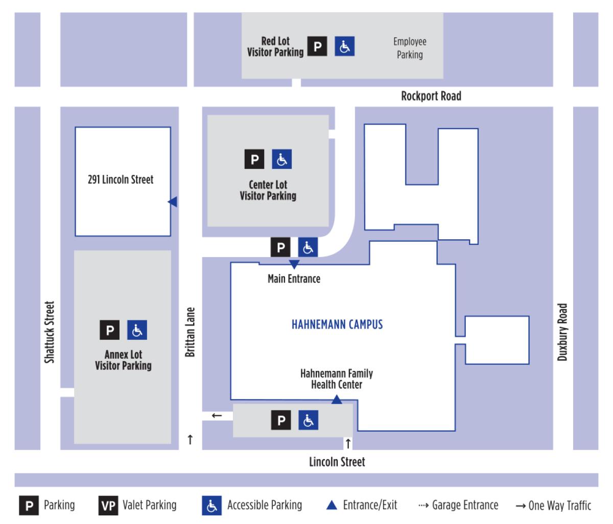 Map of parking at the Hahnemann Campus