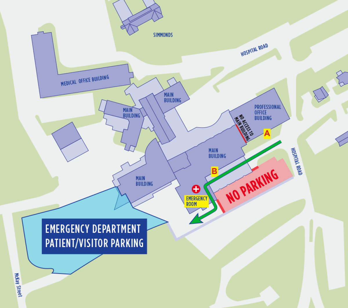Map of Leominster Campus parking modifications during garage construction