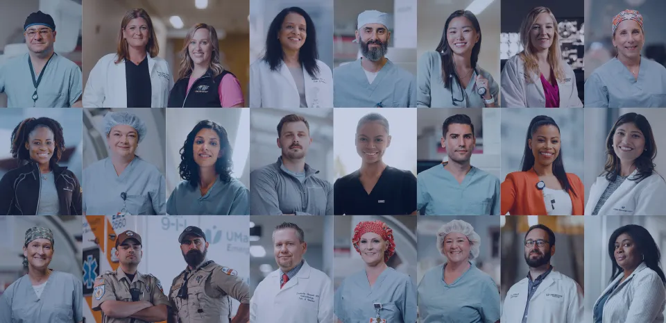 A collage of various caregivers from UMass Memorial Medical Center.