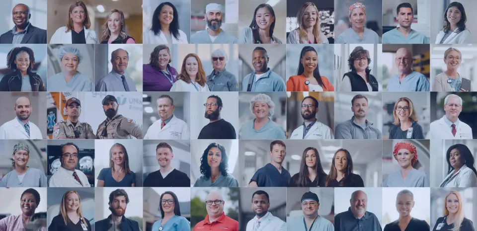 A collage of various caregivers throughout the UMass Memorial Health system.