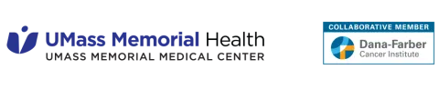 Two logos are shows, one for UMass Memorial Health UMass Memorial Medical Center, and one for Dana Farber Cancer Institute