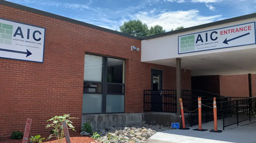 The entrance door to the Addiction Immediate Care Center at UMass Memorial Health - Harrington Webster Campus.