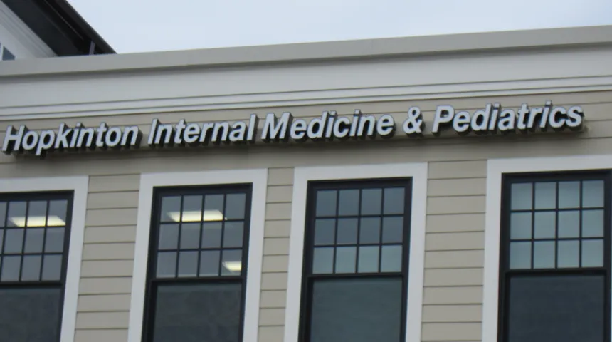 The exterior of the Hopkinton Internal Medicine and Pediatrics building.