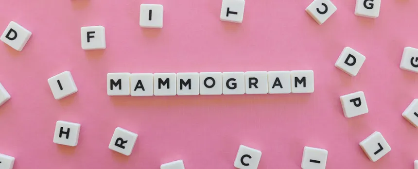 cubed letters spelling mammogram
